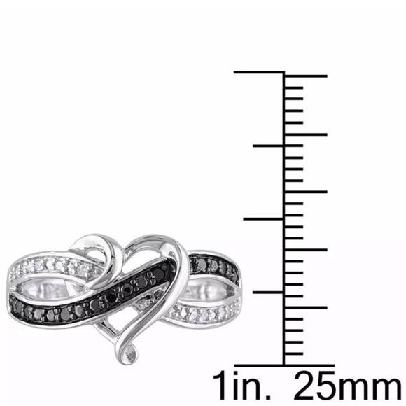Infinity Heart BlackWhite Sapphire 925Silver ring - Picture 3 of 3